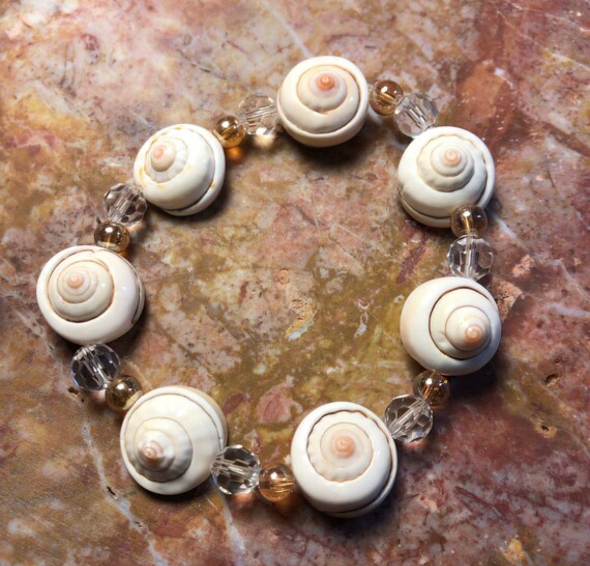 Mermaid Tears Natural Shell and Crystal Bracelet