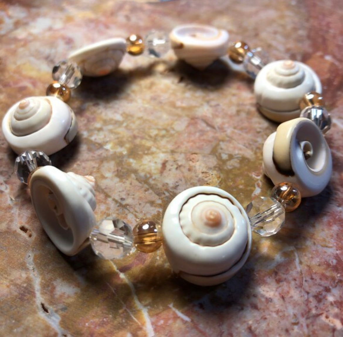 Mermaid Tears Natural Shell and Crystal Bracelet