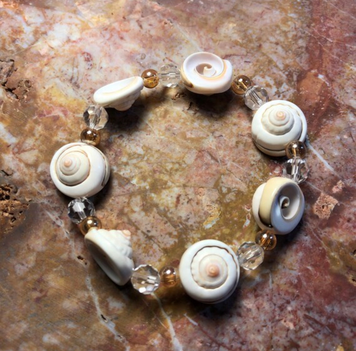 Mermaid Tears Natural Shell and Crystal Bracelet